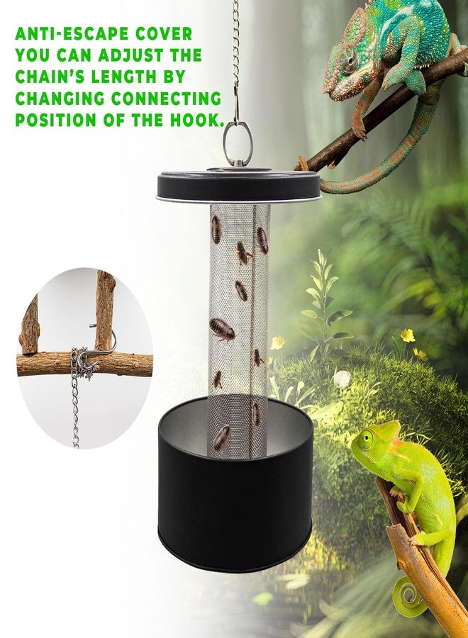 MHLLGN Chameleon Food Bowl, Lizard Feeder, Reptile Food Cup, Chameleon Cage Accessories, Dubia Roaches Mealworms Superworms Organizer with Column for Prey to Climb and Move - Image 3